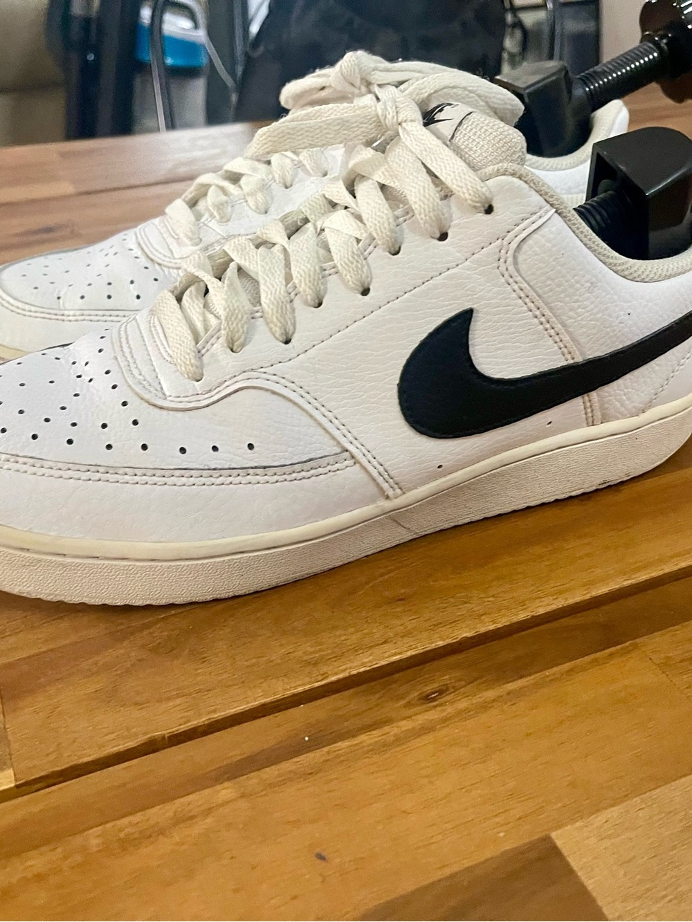 Nike Men’s White Sneakers with Black Swoosh